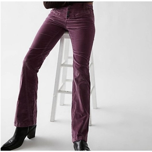 Free People Denim - Free People Purple Velour Flared Jean NWT size 6